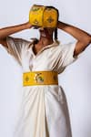 Buy_KrutiArts_Yellow Embellished Pictionary Peacock Thread Embroidered Belt- Single Pc _at_Aza_Fashions