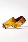 Shop_KrutiArts_Yellow Embellished Pictionary Peacock Thread Embroidered Belt- Single Pc _Online_at_Aza_Fashions