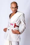 KrutiArts_White Embellished Sudoku Cow Embroidered Belt- Single Pc _Online_at_Aza_Fashions