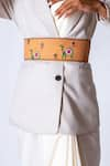 KrutiArts_Brown Embellished Candyman Camel Embroidered Belt- Single Pc _Online_at_Aza_Fashions