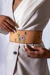 Shop_KrutiArts_Brown Embellished Candyman Camel Embroidered Belt- Single Pc _Online_at_Aza_Fashions