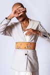 Buy_KrutiArts_Brown Embellished Candyman Camel Thread Embroidered Belt- Single Pc _at_Aza_Fashions