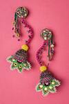 Shop_KrutiArts_Multi Color Embroidery Haaiissh Earrings _at_Aza_Fashions