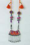 Buy_KrutiArts_Orange Embroidery Jokham Boho Necklace _at_Aza_Fashions