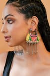 Buy_KrutiArts_Orange Embroidery Aapne Ketla Earrings _at_Aza_Fashions