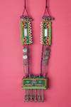 Shop_KrutiArts_Green Embroidery Chhattakbaari Pendant Necklace _at_Aza_Fashions