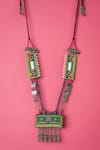 Buy_KrutiArts_Green Embroidery Chhattakbaari Pendant Necklace _Online_at_Aza_Fashions