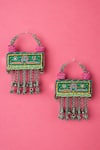 Buy_KrutiArts_Green Embroidery Dagu Earrings _Online_at_Aza_Fashions