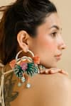 KrutiArts_Green Embroidery Le Morne Earrings _Online