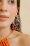 Buy_KrutiArts_Green Embroidery Bermuda Papaya Earrings _Online_at_Aza_Fashions