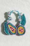 KrutiArts_Green Embroidery Bermuda Papaya Earrings _at_Aza_Fashions