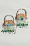 Shop_KrutiArts_Blue Embroidery Tulum Earrings _at_Aza_Fashions