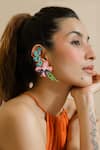 Buy_KrutiArts_Peach Embroidery Tahiti Ear Cuffs _at_Aza_Fashions