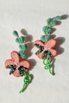 Shop_KrutiArts_Peach Embroidery Tahiti Ear Cuffs _at_Aza_Fashions