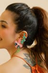 Shop_KrutiArts_Peach Embroidery Tahiti Ear Cuffs _Online_at_Aza_Fashions