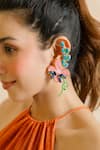 KrutiArts_Peach Embroidery Tahiti Ear Cuffs _at_Aza_Fashions