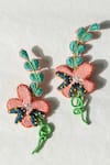 Buy_KrutiArts_Peach Embroidery Tahiti Ear Cuffs 