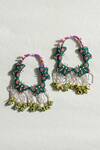 Shop_KrutiArts_Green Embroidery Navagio Hoops _at_Aza_Fashions