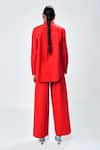 Shop_Shahin Mannan_Red Poplin Plain Solid Flared Pant _at_Aza_Fashions