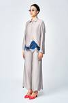 Buy_Shahin Mannan_Grey Silk Chanderi Plain Cutwork Hem Solid Pant _Online_at_Aza_Fashions