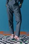 Pooja Rajgarhia Gupta_Blue Denim Chequered Pant _Online_at_Aza_Fashions