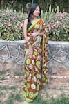 Buy_Thee Modern Roots_Brown Crepe Printed Bloom Saree With Unstitched Blouse Piece _at_Aza_Fashions