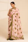 Buy_Thee Modern Roots_Pink Crepe Printed Floral Vine Saree With Unstitched Blouse Piece _at_Aza_Fashions