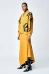 Buy_Shahin Mannan_Yellow Jersey Embroidered Love V-neck Checks Kimono Jacket _Online_at_Aza_Fashions