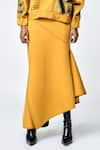 Buy_Shahin Mannan_Yellow Jersey Embroidered Kantha Asymmetric Skirt _Online_at_Aza_Fashions