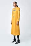 Shahin Mannan_Yellow Jersey Hand Embroidered Dragonfly Round Dress _Online_at_Aza_Fashions