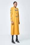 Buy_Shahin Mannan_Yellow Jersey Hand Embroidered Dragonfly Round Dress _Online_at_Aza_Fashions