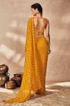 Shop_Masaba_Yellow Pre-stitched Saree Georgette Embroidered Pixie Dust Print With Blouse _at_Aza_Fashions