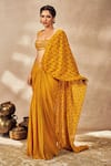 Masaba_Yellow Pre-stitched Saree Georgette Embroidered Pixie Dust Print With Blouse _Online_at_Aza_Fashions