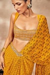 Masaba_Yellow Pre-stitched Saree Georgette Embroidered Pixie Dust Print With Blouse _at_Aza_Fashions