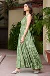 Buy_BAARO MASI_Green Crepe Shimmer Print Floral Halter Neck Ruby Dress _Online_at_Aza_Fashions