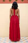 Shop_BAARO MASI_Red Georgette Plain Halter Neck Natasha Maxi Dress _at_Aza_Fashions