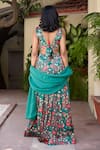 Shop_BAARO MASI_Green Modal Satin Print Floral V Neck Rasika Garden Lehenga Set _at_Aza_Fashions