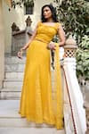 Buy_BAARO MASI_Yellow Georgette Placement Embroidery Sushmita Panelled Lehenga And Blouse Set _at_Aza_Fashions