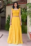 Buy_BAARO MASI_Yellow Georgette Placement Embroidery Sushmita Panelled Lehenga And Blouse Set _Online_at_Aza_Fashions