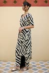 Buy_BAARO MASI_Black Modal Satin Print Zebra V Neck Pamela Kurta Pant Set _Online_at_Aza_Fashions