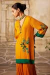 Buy_Basil Leaf_Yellow Chinon Chiffon Print Tropical Embroidered Straight Kurta And Sharara Set _Online_at_Aza_Fashions