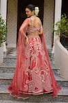 Label RSD_Red Blouse Satin Georgette Hand Embroidered Sequin Paisley Lehenga With _Online_at_Aza_Fashions