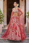 Label RSD_Red Blouse Satin Georgette Hand Embroidered Sequin Paisley Lehenga With _Online_at_Aza_Fashions