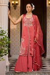 Buy_Label RSD_Red Kurta Satin Organza Hand Embroidered Sequin Round Paisley Sharara Set _at_Aza_Fashions