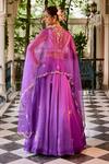 Shop_Label RSD_Purple Blouse Satin Organza Hand Embroidered Sequin V Floral Lehenga Set _at_Aza_Fashions