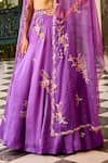 Buy_Label RSD_Purple Blouse Satin Organza Hand Embroidered Sequin V Floral Lehenga Set _Online_at_Aza_Fashions