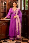 Buy_Label RSD_Purple Kurta Satin Georgette And Chin On Hand Embroidered Anarkali Palazzo Set _at_Aza_Fashions