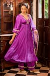 Buy_Label RSD_Purple Kurta Satin Georgette And Chin On Hand Embroidered Anarkali Palazzo Set _Online_at_Aza_Fashions