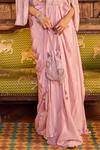 Label RSD_Pink Blouse And Saree Crepe Embroidered Bead Pre-draped Set With Cape _Online_at_Aza_Fashions