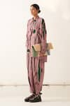 Buy_OFRIDA_Pink Mercerised Lyocell Printed Abstract Collared Shirt Pant Set _Online_at_Aza_Fashions